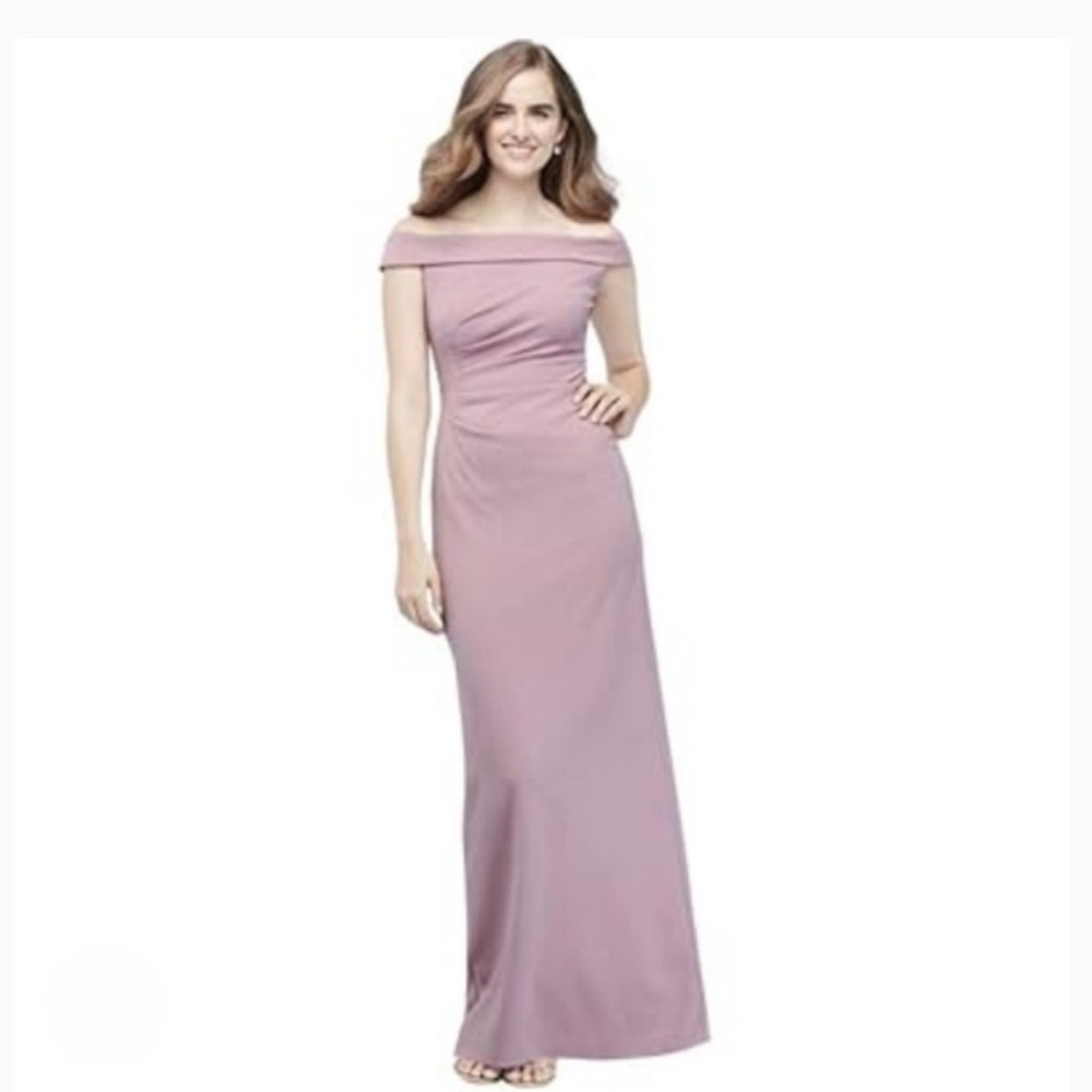DB Studio Womens Dusty Mauve Side Pleat‎ Sleeveless Boatneck Maxi Gown Size 4